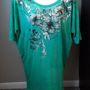 MISS ME burn out top with embellishments, SZ LG